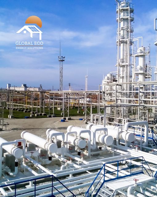 Gas facility on a sunny day